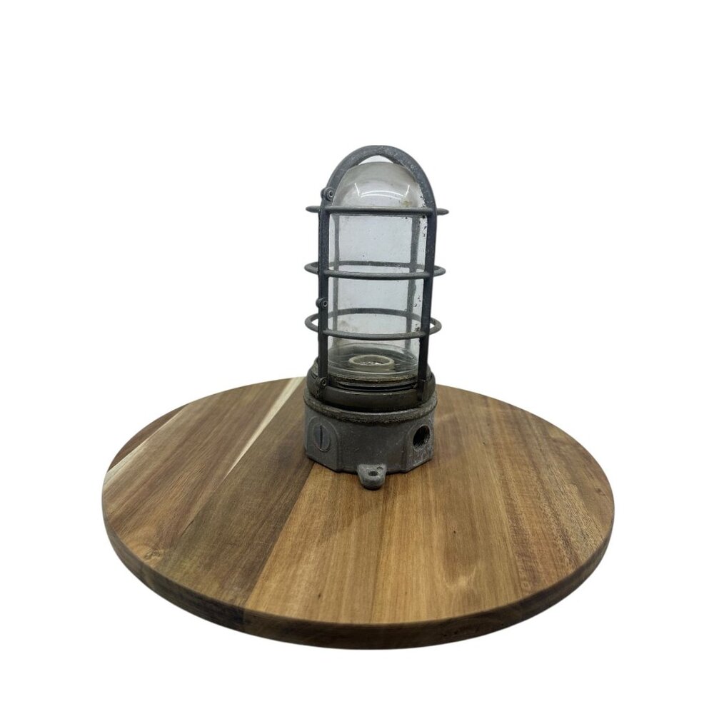 Keene Stonco Industrial Cage Light Fixture Glass Cover Vintage Union NJ USA - Picture 6 of 8
